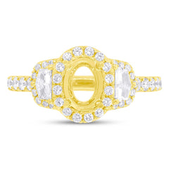 0.90ct 18k Yellow Gold Diamond Semi-mount Ring for 7x5mm Center