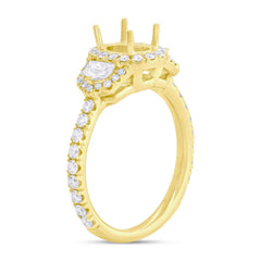 0.90ct 18k Yellow Gold Diamond Semi-mount Ring for 7x5mm Center