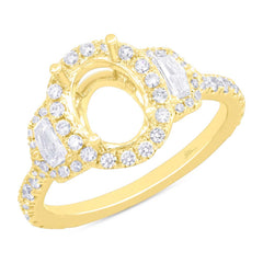 1.00ct 18k Yellow Gold Diamond Semi-mount Ring for 8.5x6.5mm Center