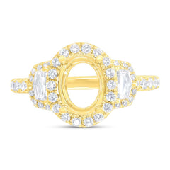 1.00ct 18k Yellow Gold Diamond Semi-mount Ring for 8.5x6.5mm Center