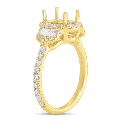 1.00ct 18k Yellow Gold Diamond Semi-mount Ring for 8.5x6.5mm Center