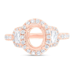 1.00ct 18k Rose Gold Diamond Semi-mount Ring for 8.5x6.5mm Center