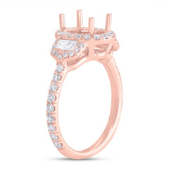 1.00ct 18k Rose Gold Diamond Semi-mount Ring for 8.5x6.5mm Center