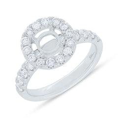 0.90ct 14k White Gold Diamond Semi-mount Ring for 1.50ct Center Size 6.5