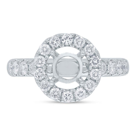 0.90ct 14k White Gold Diamond Semi-mount Ring for 1.50ct Center Size 6.5
