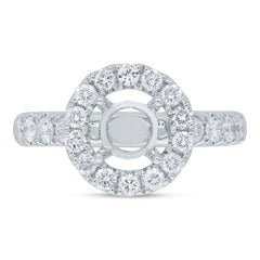 0.90ct 14k White Gold Diamond Semi-mount Ring for 1.50ct Center Size 6.5