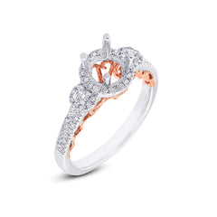 0.35ct 14k Two-tone Rose Gold Diamond Semi-mount Ring for 0.50ct Center Size 6.25