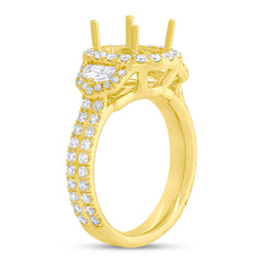 1.45ct 18k Yellow Gold Diamond Semi-mount Ring for 10x8mm Center