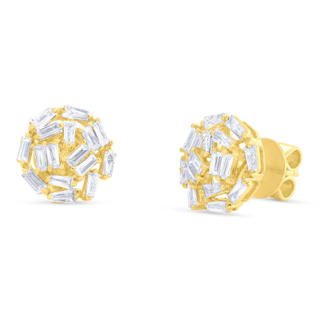 0.83ct 14k Yellow Gold Diamond Baguette Stud Earring