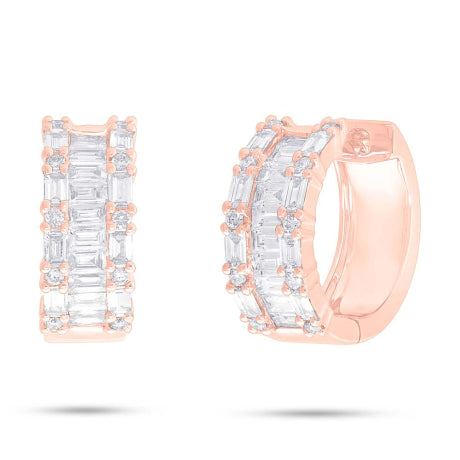 0.67ct 14k Rose Gold Diamond Baguette Earring