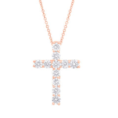 0.32ct 14k Rose Gold Diamond Cross Necklace