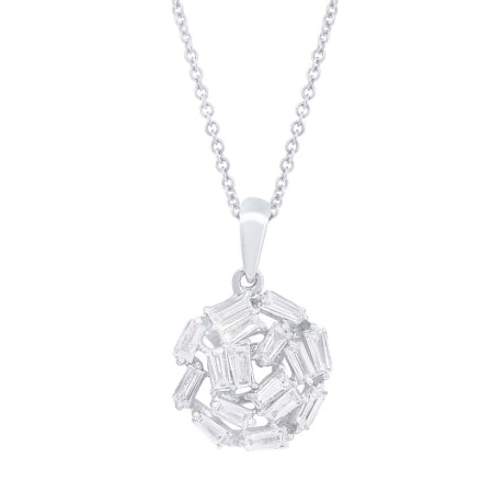 0.45ct 14k White Gold Diamond Baguette Necklace