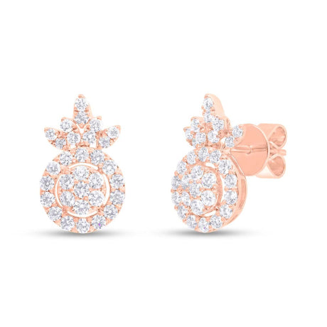 1.16ct 14k Rose Gold Diamond Stud Earring