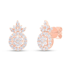 1.16ct 14k Rose Gold Diamond Stud Earring