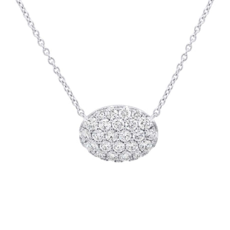 0.69ct 14k White Gold Diamond Pave Oval Necklace