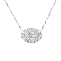 0.69ct 14k White Gold Diamond Pave Oval Necklace