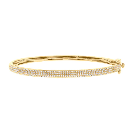 0.71ct 14k Yellow Gold Diamond Pave Bangle