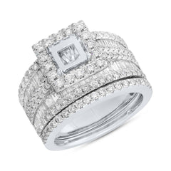 2.27ct 14k White Gold Semi Mount Diamond Cluster Lady's Ring 2-pc
