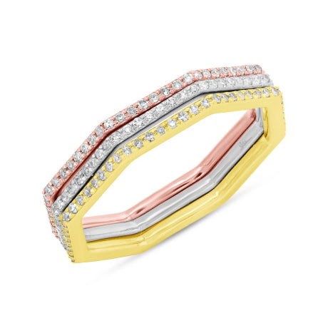 0.54ct 14k Three-tone Gold Diamond Eternity Lady's Ring 3-pc