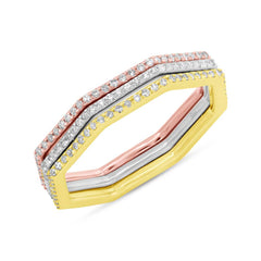 0.54ct 14k Three-tone Gold Diamond Eternity Lady's Ring 3-pc