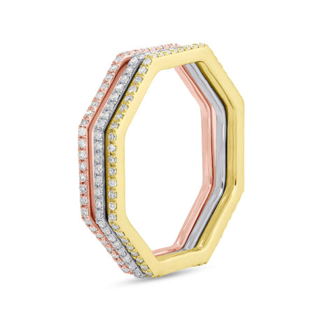 0.54ct 14k Three-tone Gold Diamond Eternity Lady's Ring 3-pc
