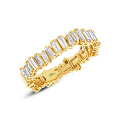 0.67ct 14k Yellow Gold Diamond Baguette Lady's Band Size 4.5