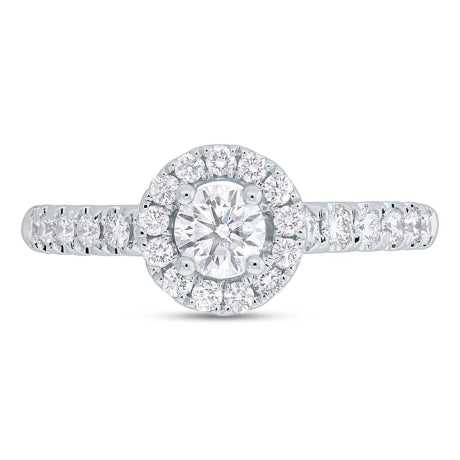 0.40ct Round Brilliant Center and 0.45ct Side 14k White Gold Diamond Engagement Ring Size 4.5