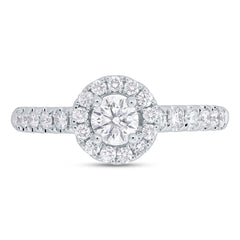 0.40ct Round Brilliant Center and 0.45ct Side 14k White Gold Diamond Engagement Ring Size 4.5