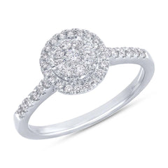 0.35ct 14k White Gold Diamond Cluster Engagement Ring