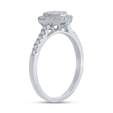 0.35ct 14k White Gold Diamond Cluster Engagement Ring