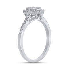 0.35ct 14k White Gold Diamond Cluster Engagement Ring