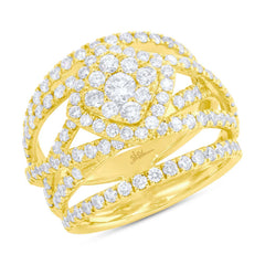 2.20ct 14k Yellow Gold Diamond Cluster Lady's Ring