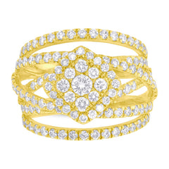 2.20ct 14k Yellow Gold Diamond Cluster Lady's Ring