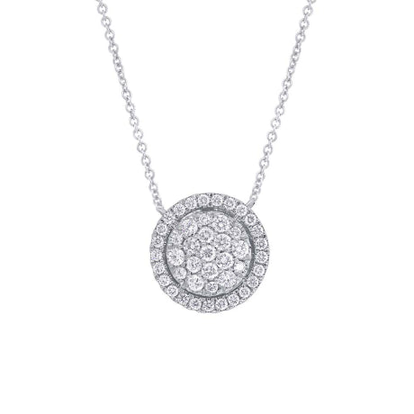 0.48ct 14k White Gold Diamond Pave Circle Necklace
