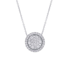 0.48ct 14k White Gold Diamond Pave Circle Necklace