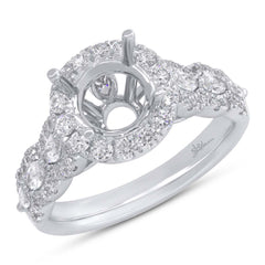 0.97ct 18k White Gold Diamond Semi-mount Ring for 1.50ct Center