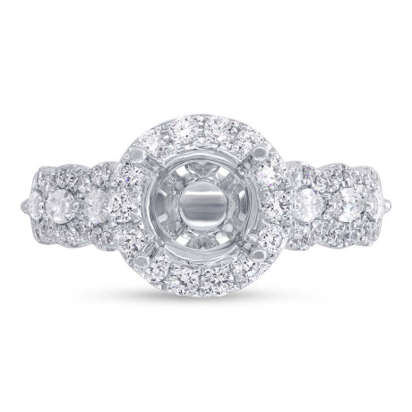 0.97ct 18k White Gold Diamond Semi-mount Ring for 1.50ct Center