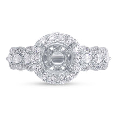 0.97ct 18k White Gold Diamond Semi-mount Ring for 1.50ct Center
