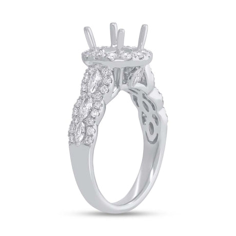 0.97ct 18k White Gold Diamond Semi-mount Ring for 1.50ct Center