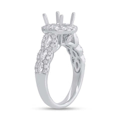 0.97ct 18k White Gold Diamond Semi-mount Ring for 1.50ct Center