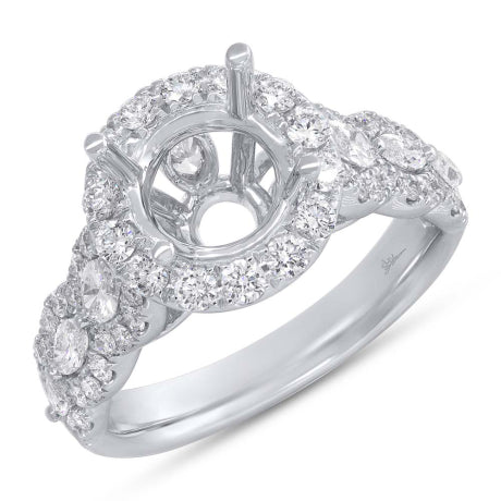 1.33ct 18k White Gold Diamond Semi-mount Ring for 2.00ct Center