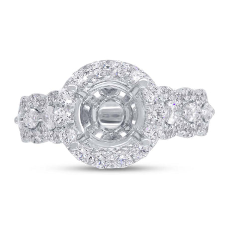 1.33ct 18k White Gold Diamond Semi-mount Ring for 2.00ct Center