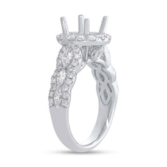 1.33ct 18k White Gold Diamond Semi-mount Ring for 2.00ct Center