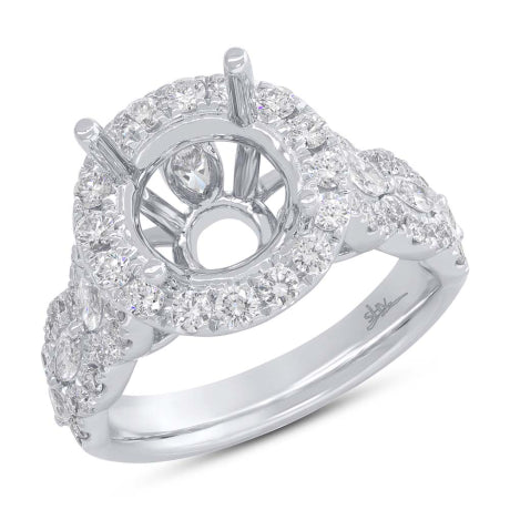 1.39ct 18k White Gold Diamond Semi-mount Ring for 3.00ct Center