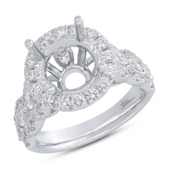 1.39ct 18k White Gold Diamond Semi-mount Ring for 3.00ct Center