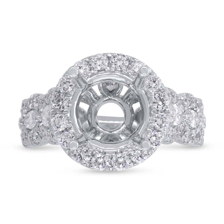 1.39ct 18k White Gold Diamond Semi-mount Ring for 3.00ct Center