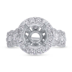 1.39ct 18k White Gold Diamond Semi-mount Ring for 3.00ct Center