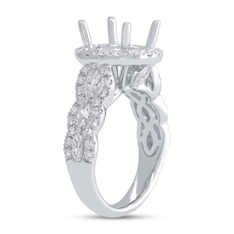 1.39ct 18k White Gold Diamond Semi-mount Ring for 3.00ct Center