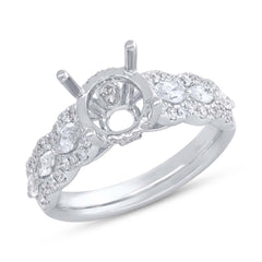 0.89ct 18k White Gold Diamond Semi-mount Ring for 2.00ct Center