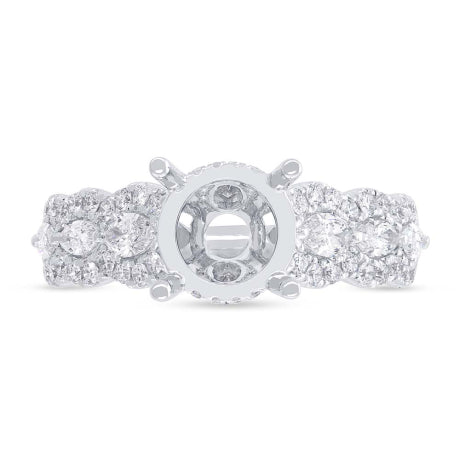 0.89ct 18k White Gold Diamond Semi-mount Ring for 2.00ct Center